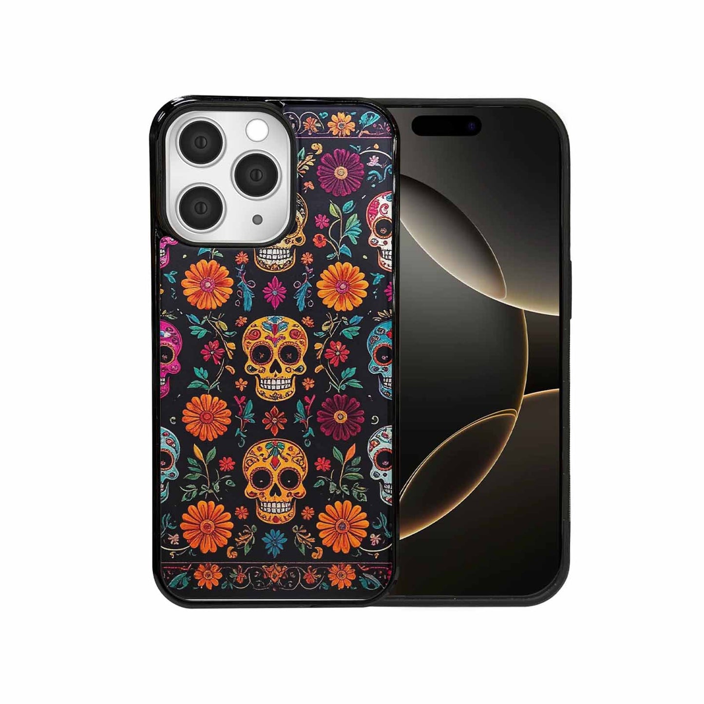 iPhone 15 Pro Max Case — Colorful Dia De Los Muertos Sugar, Custom Print Case Cover