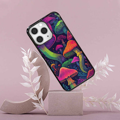 iPhone 15 Pro Max Case — Mushroom Psychedelic Art Seamless Pattern Vibrant, Custom Printed Phone Case