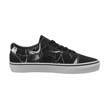 WOMEN'S Skulls Roses Black Ink Alt Canvas Lace-Up Dark Academia Shoes