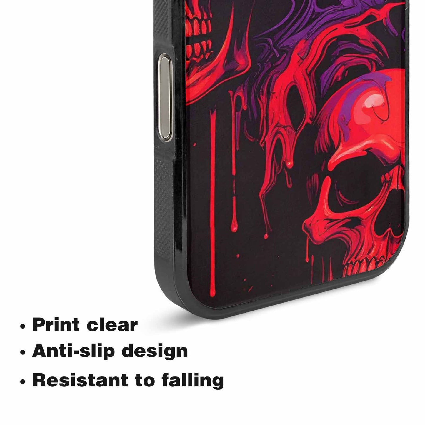 iPhone 16 Pro Max Case — Red Purple Skeletons Neon Drip Melting, Custom Print Case Cover