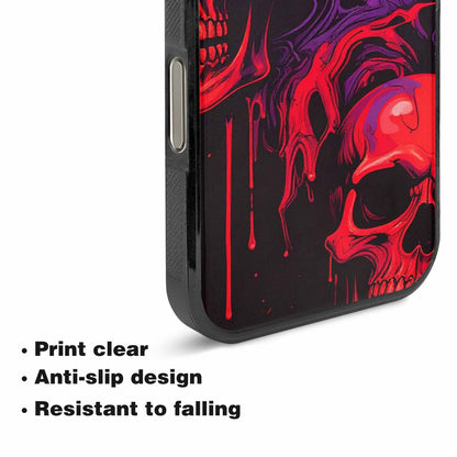 iPhone 16 Pro Max Case — Red Purple Skeletons Neon Drip Melting, Custom Print Case Cover