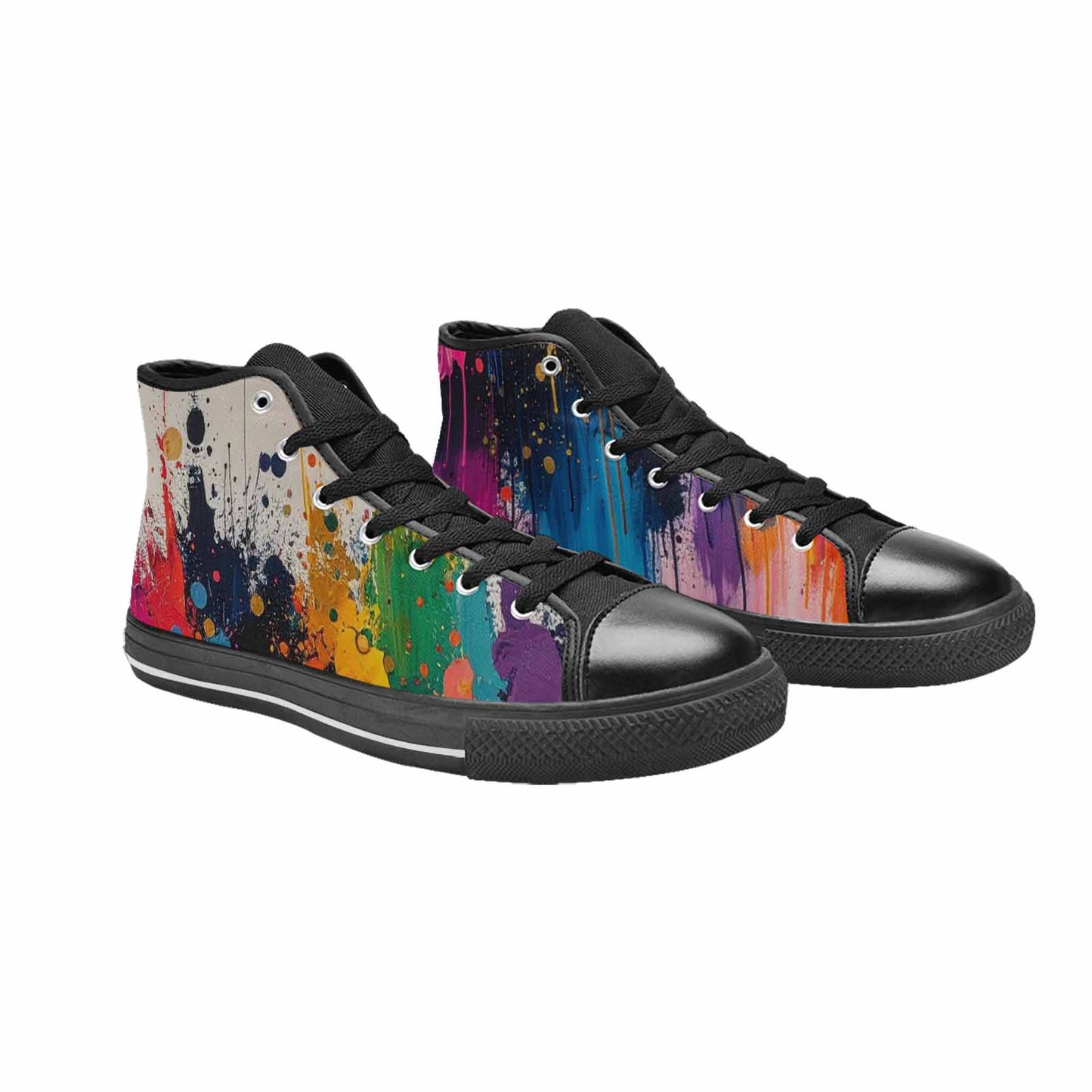 WOMEN'S Paint Splatter High Top Canvas Wallpaper Art Shoes
