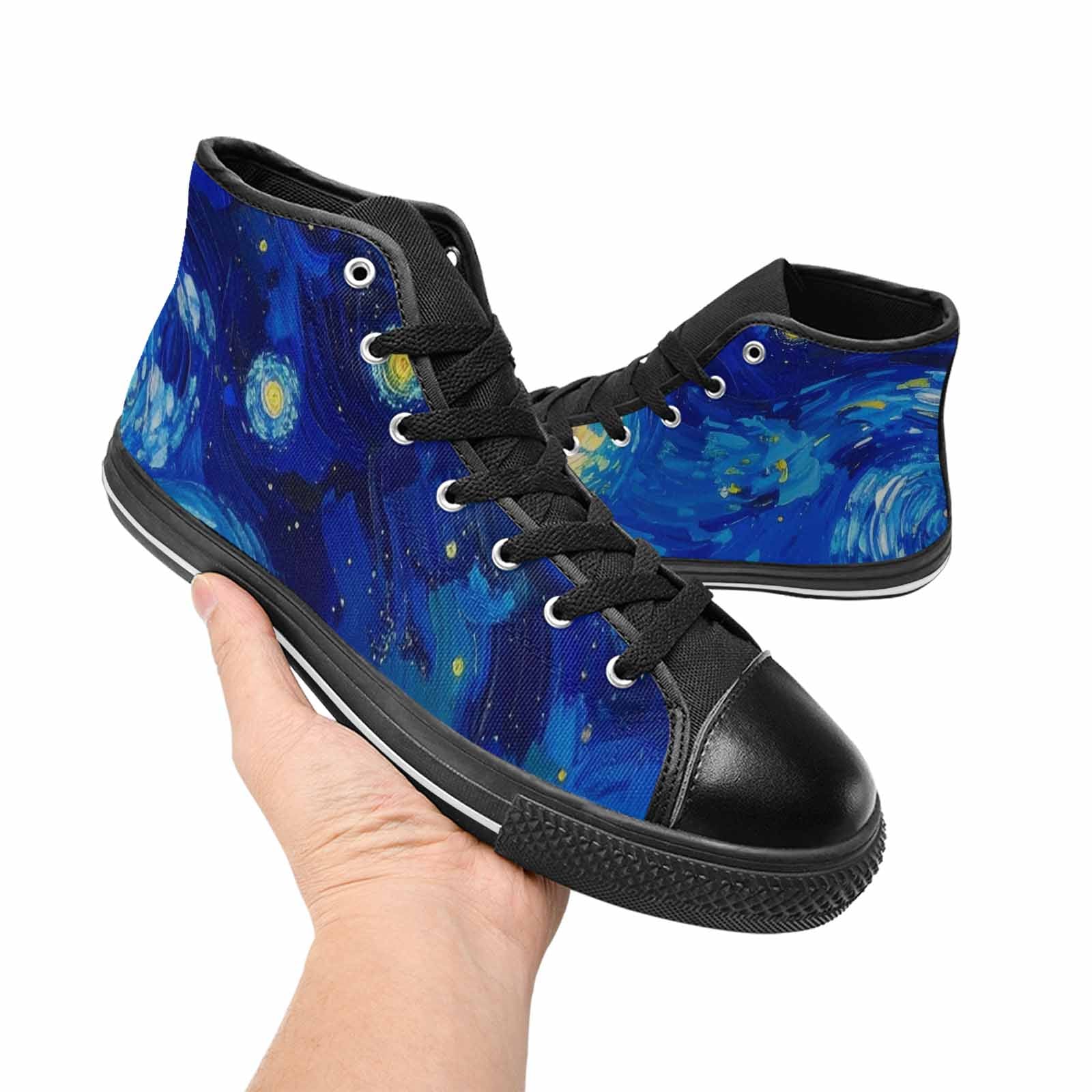 WOMEN'S Starry Night Van Gogh High Top Canvas Aesthetic Custom Shoes
