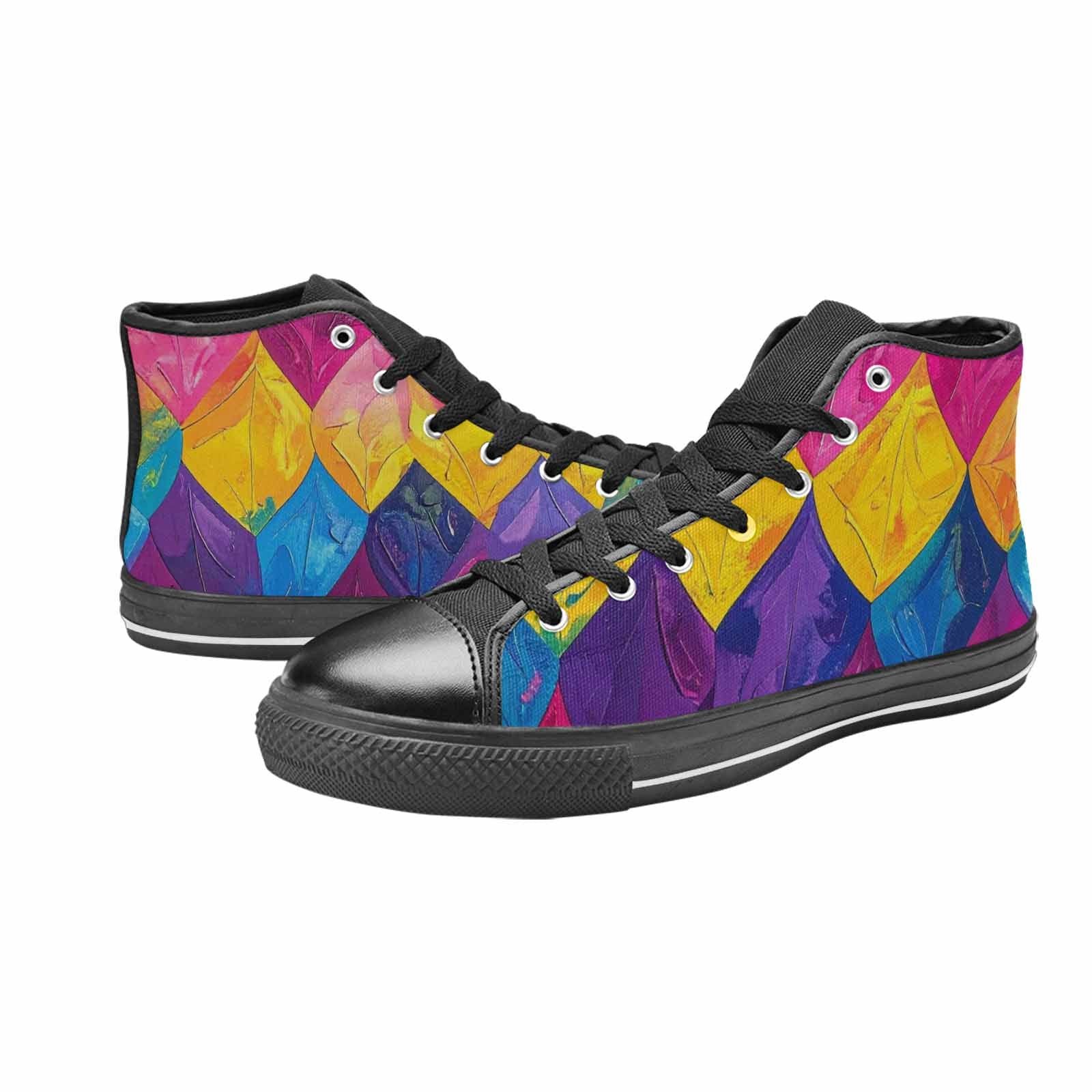 MEN'S Pansexual Flag Color High Top Canvas Surreal Custom Shoes