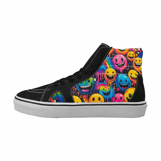 MEN'S Yellow Smiley Face High Top Canvas Dreamcore Sneakers