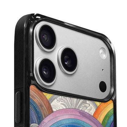 iPhone 17 Pro Case — Hand Drawn Damask Rainbow Original Art, Custom Printed Phone Case