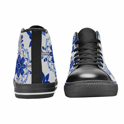 MEN'S Talavera Tile Floral High Top Canvas Grunge Custom Sneakers