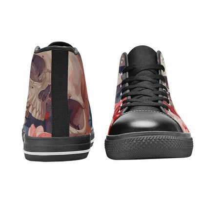 WOMEN'S Skulls Roses Soft Airbrush High Top Canvas Aesthetic Shoes