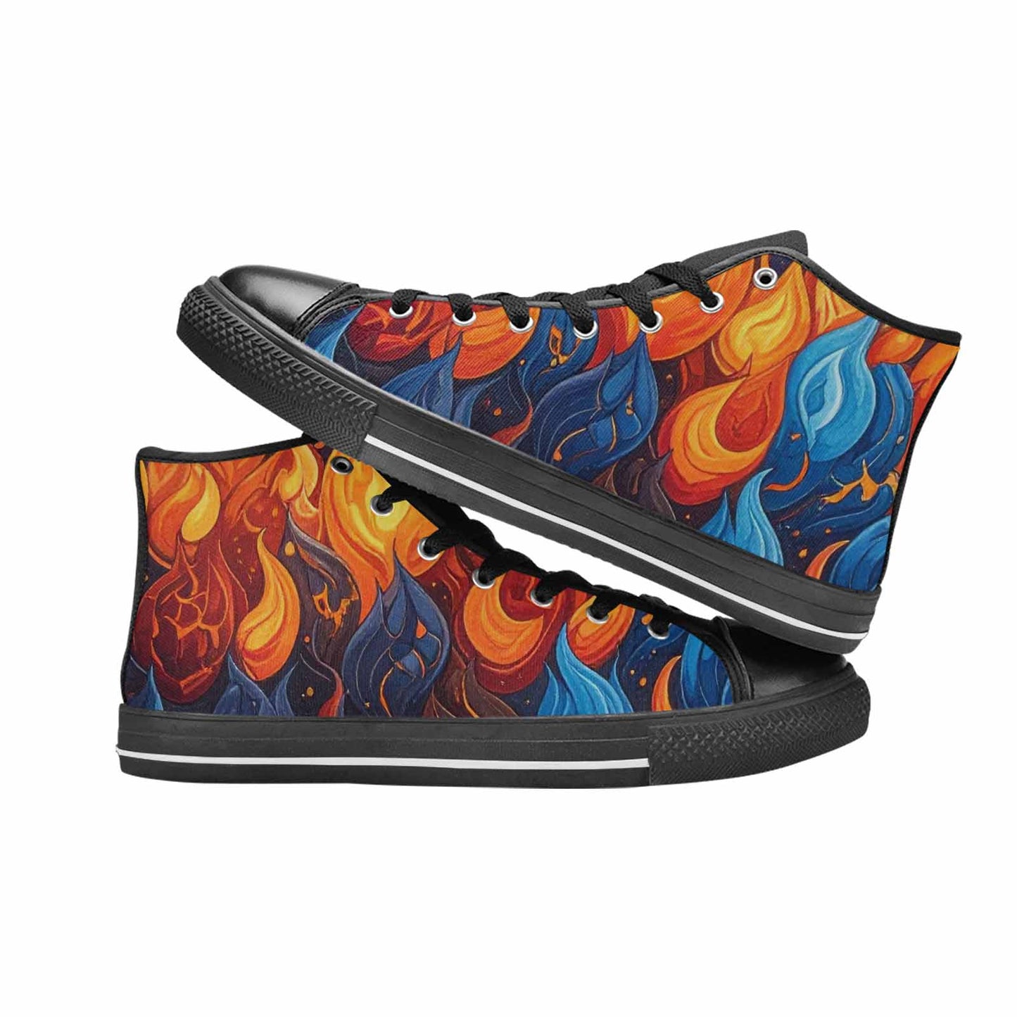 WOMEN'S Fire Flame High Top Canvas Dark Academia Sneakers