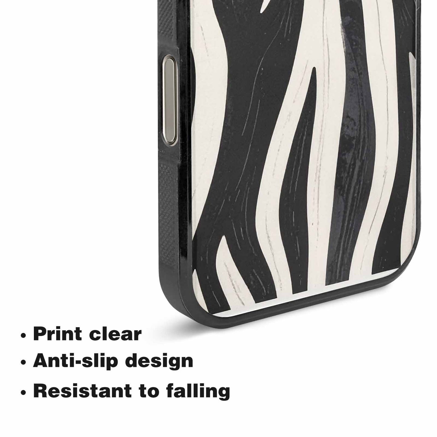 iPhone 15 Pro Max Case — Modern Zebra Stripe Print Crisp Black, Unique Phone Case Design