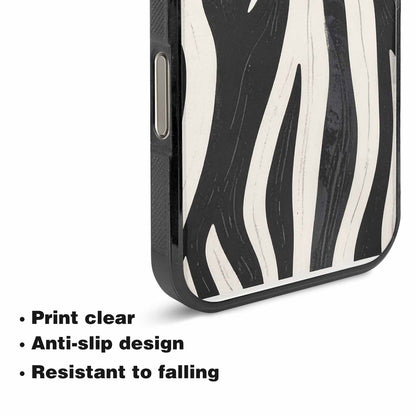 iPhone 15 Pro Max Case — Modern Zebra Stripe Print Crisp Black, Custom Designed Case Cover