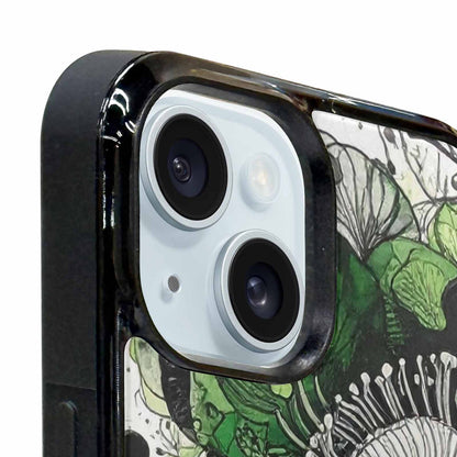 iPhone 15 Case — Sea Creature Burst Black Green Ink, Original Design Phone Case