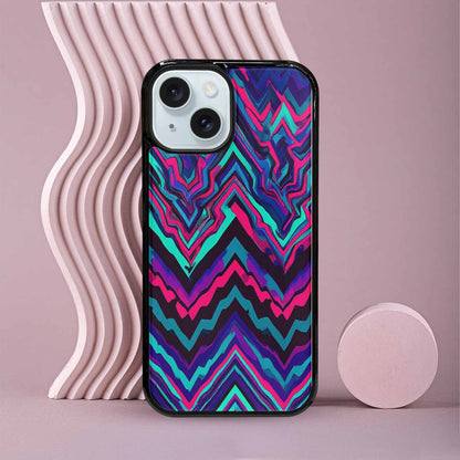 iPhone 15 Case — Psychedelic Chevron Vortex, Custom Designed Case Cover
