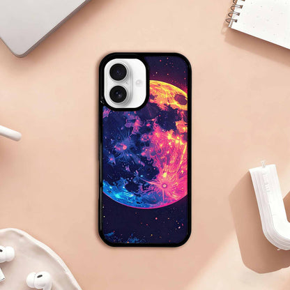iPhone 17 Case — Neon Winter Moon Cartoon Cute, Custom Printed Phone Case
