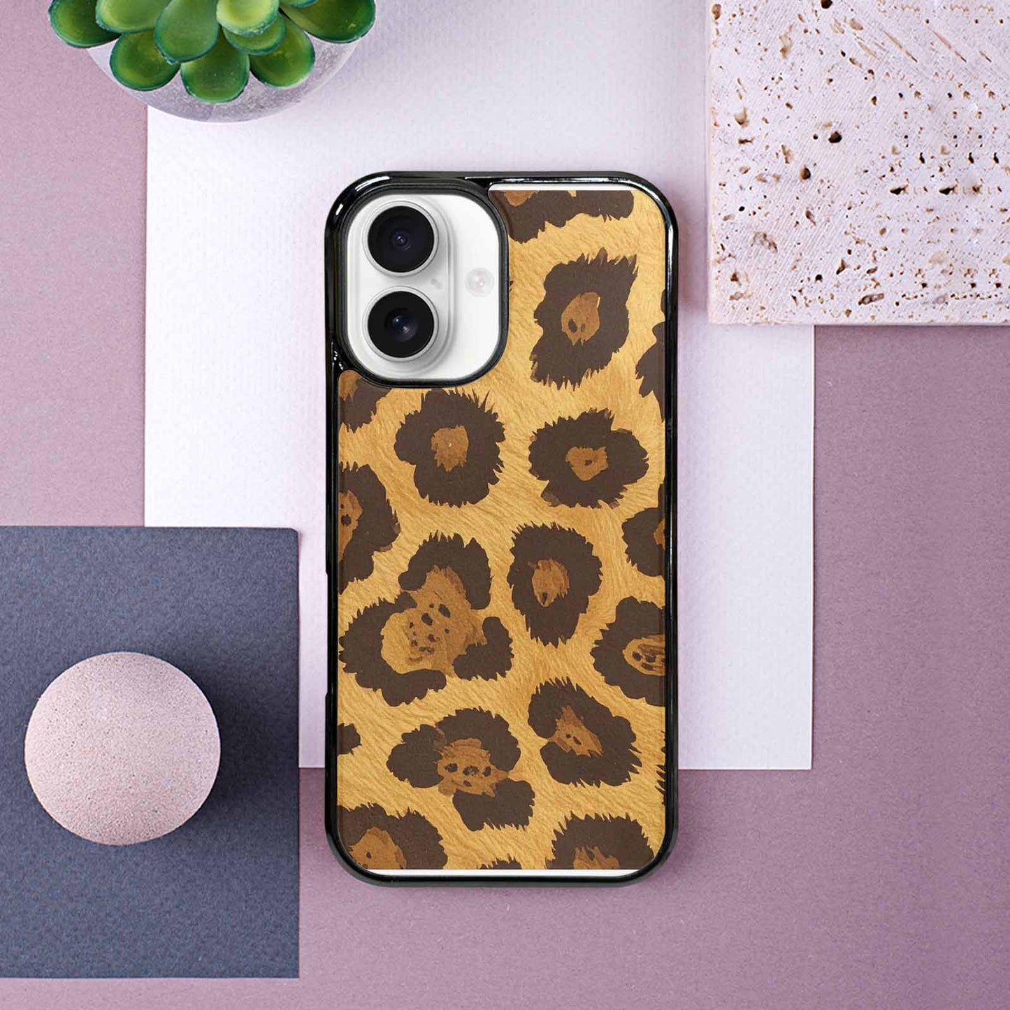 iPhone 16 Case — Classic Leopard Print Warm Golden Tan, Custom Art Phone Cover