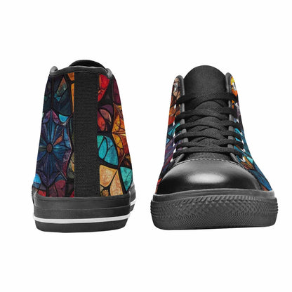 MEN'S Stained Glass Kaleidoscope High Top Canvas Surreal Custom Sneakers