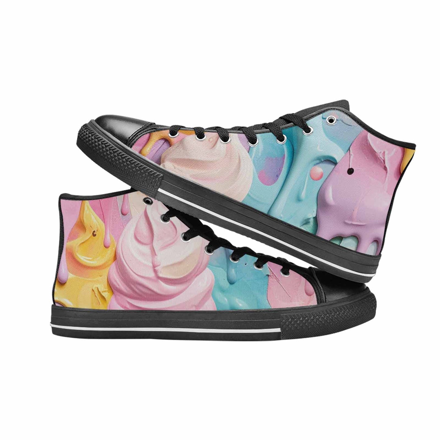MEN'S Soft Serve Swirl Monster Characters High Top Canvas Surreal Sneakers