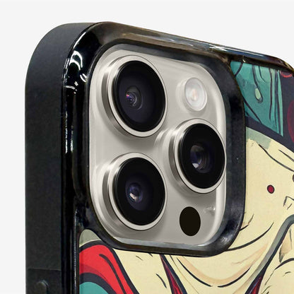 iPhone 16 Pro Max Case — Evil Circus Heads Faces Overlapping Patterns, Custom Made Phone Cover