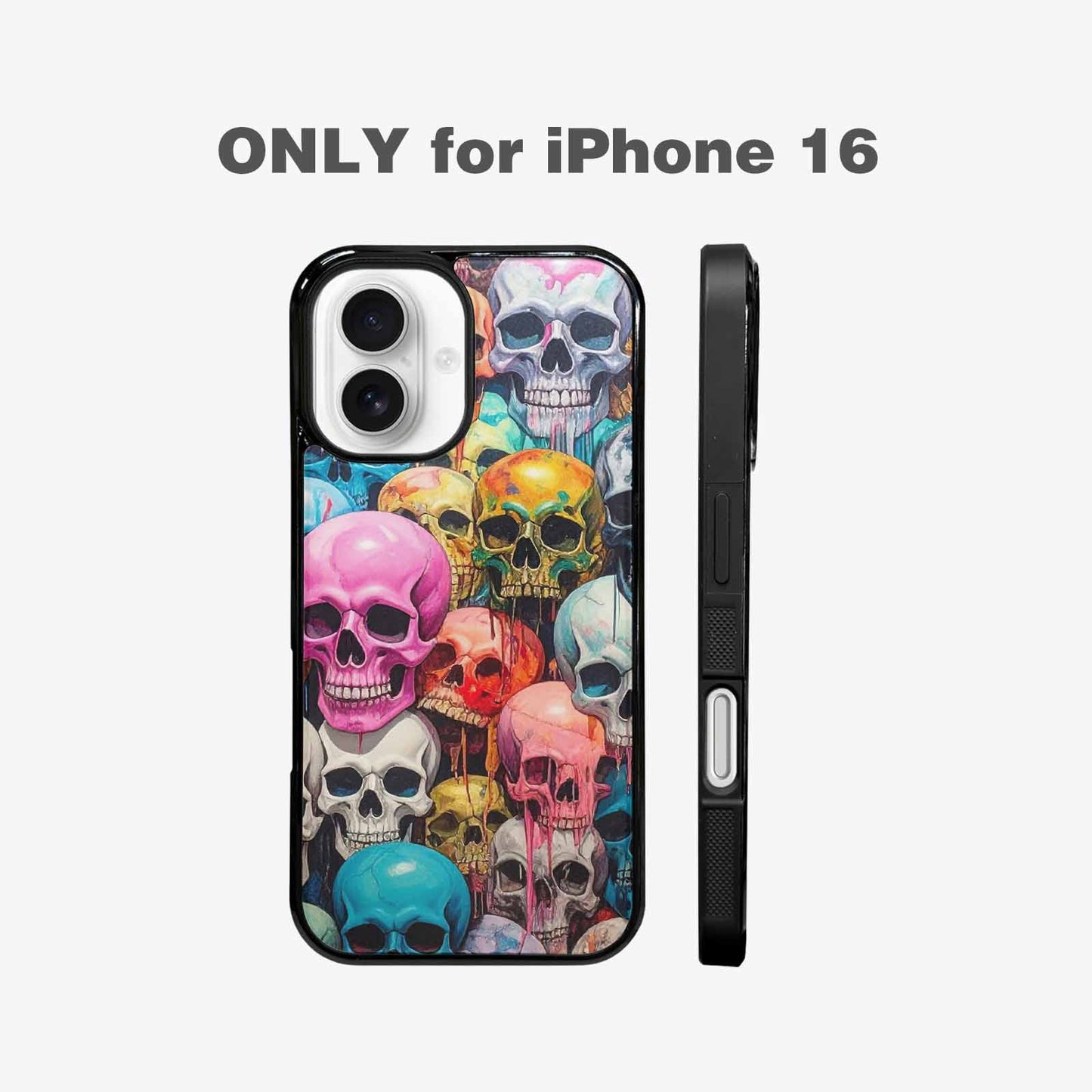 iPhone 16 Case — Skulls Marbleskulls Pattern, Custom Printed Phone Case