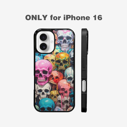 iPhone 16 Case — Skulls Marbleskulls Pattern, Custom Printed Phone Case