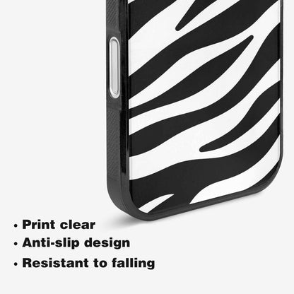 iPhone 16 Case — Zebra Print Black White Custom, Original Design Phone Case