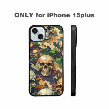 iPhone 15 Plus Case — Skulls Camoskulls Pattern Hu A0j, Custom Printed Phone Case