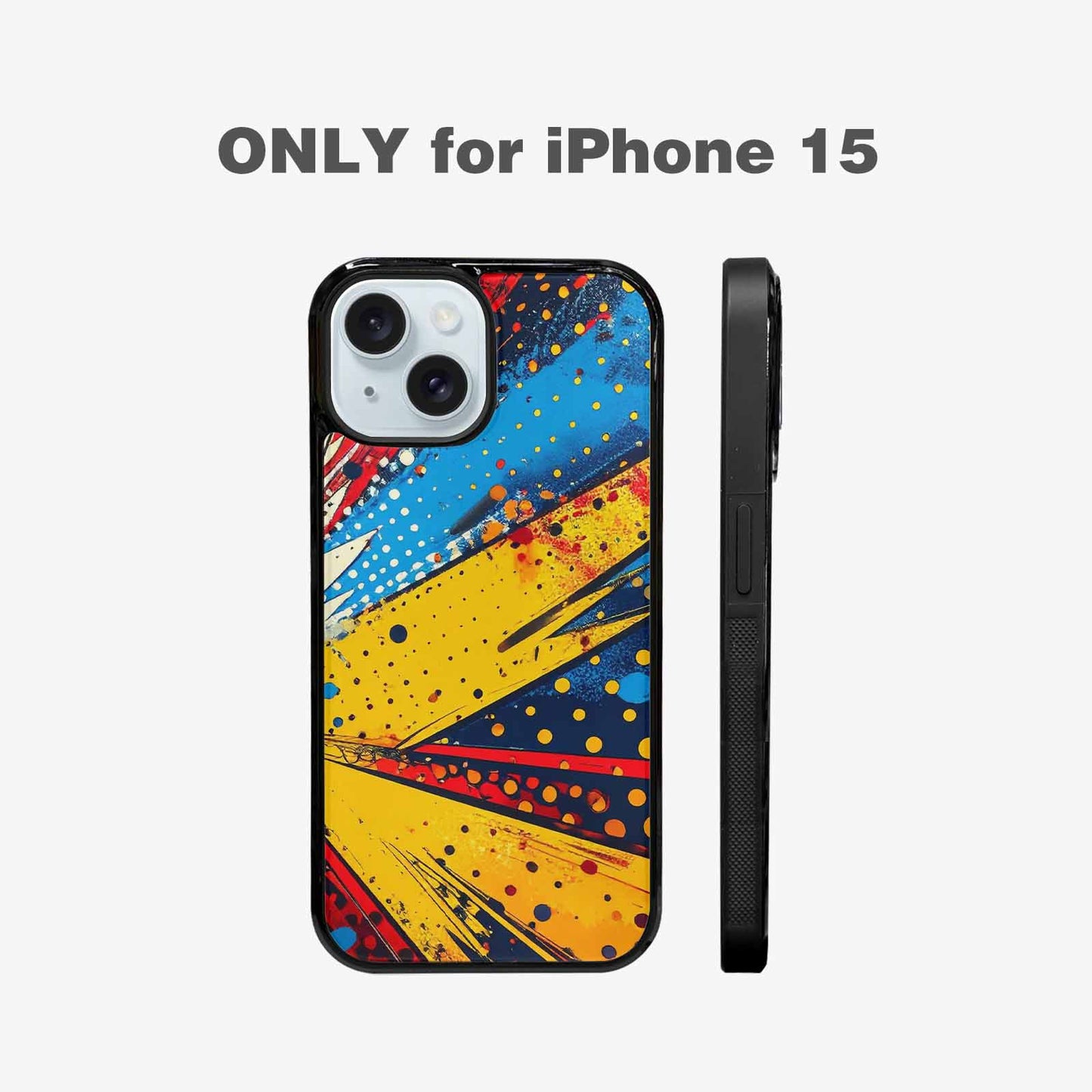 iPhone 15 Case — Comic Halftone Comic Bursts Pattern Hundreds, Unique Phone Case Design