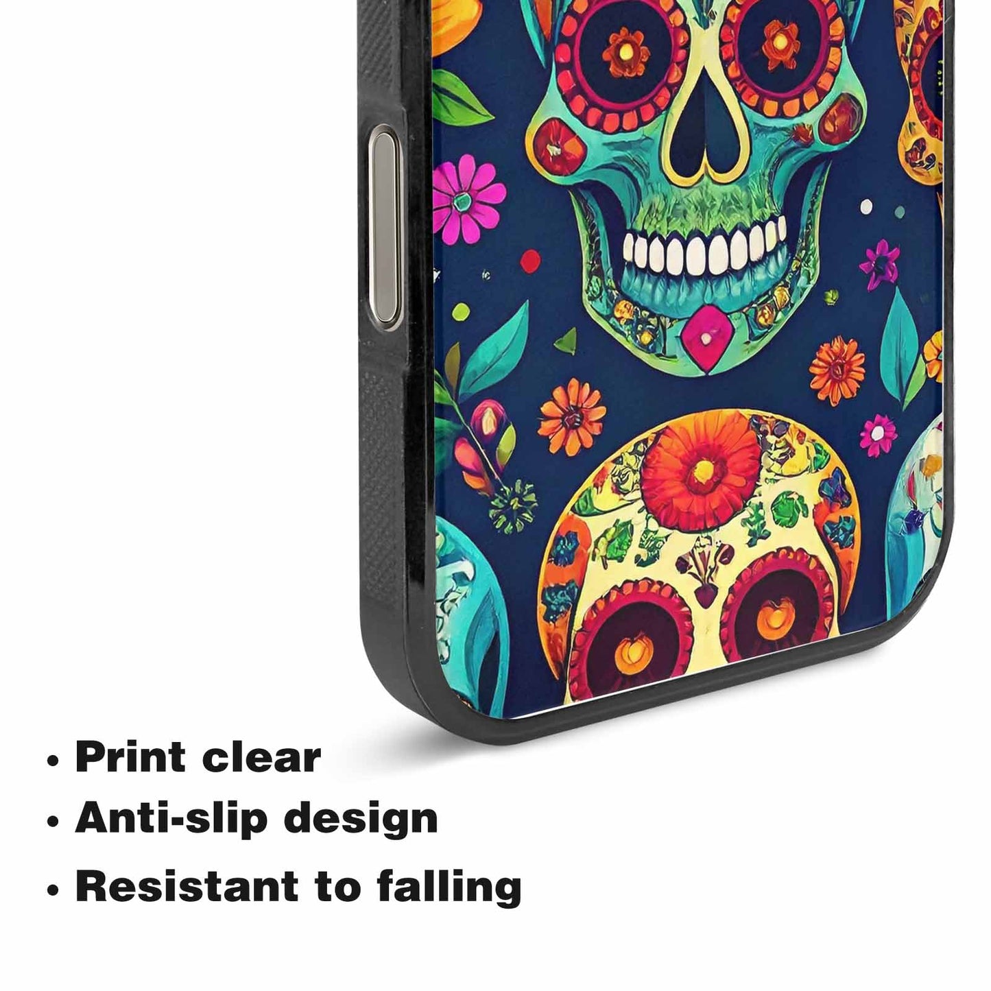 iPhone 15 Pro Max Case — Rainbow Sugar Skull Weave, Custom Designed Case Cover