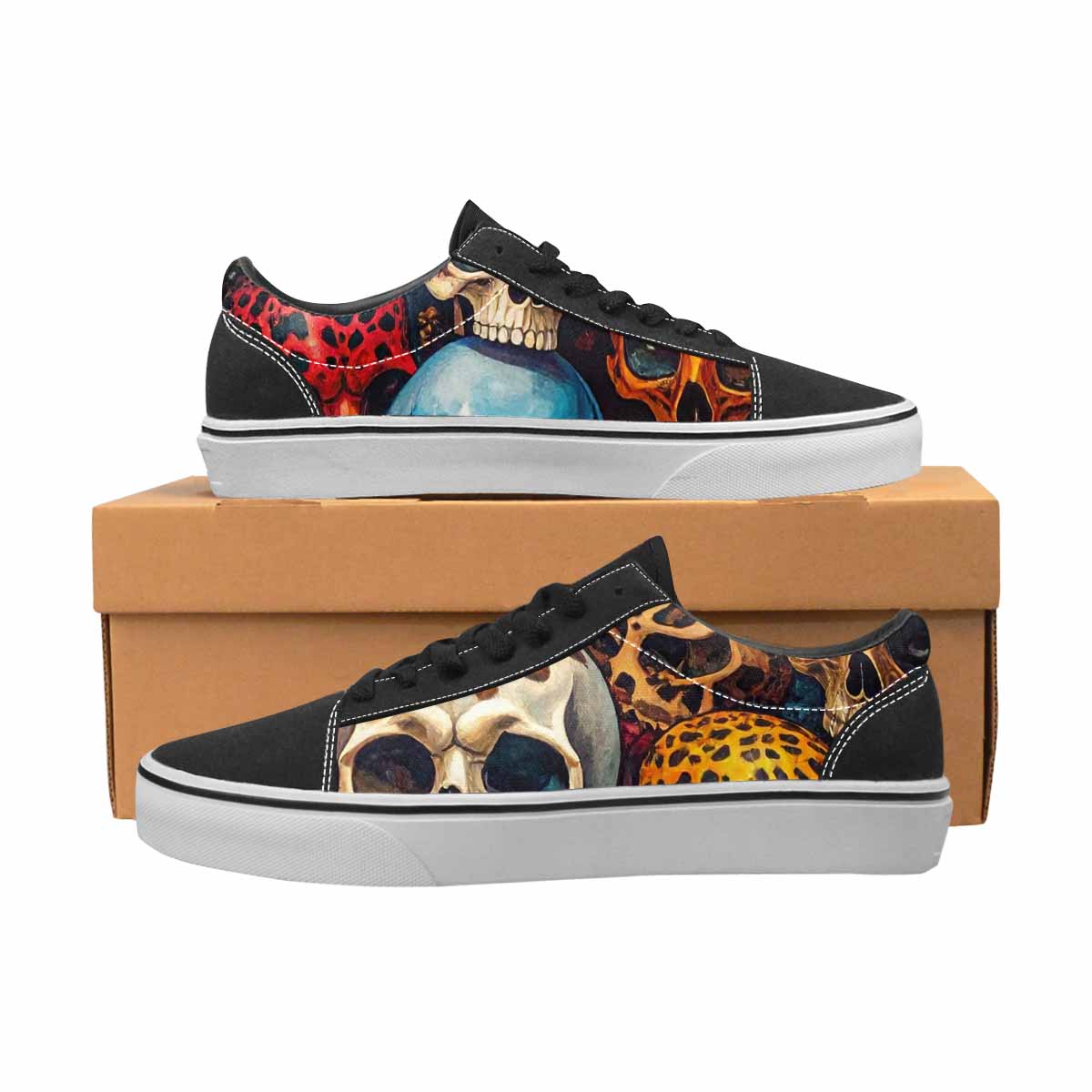WOMEN'S Skulls Lace-Up Canvas Vibrant Chaos Sneakers