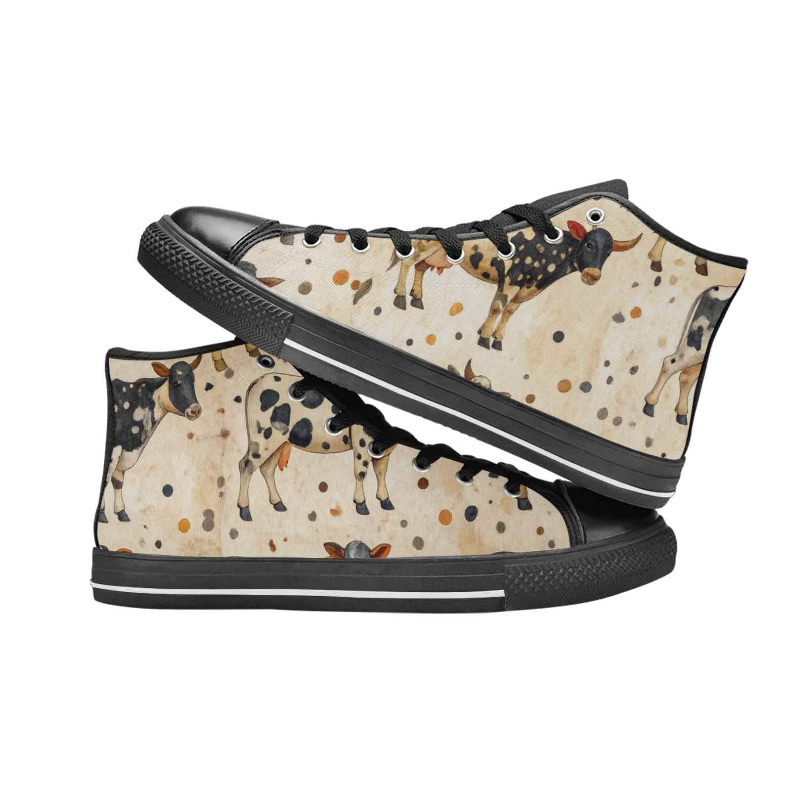 WOMEN'S Cow Animal Print High Top Canvas Y2K Custom Shoes
