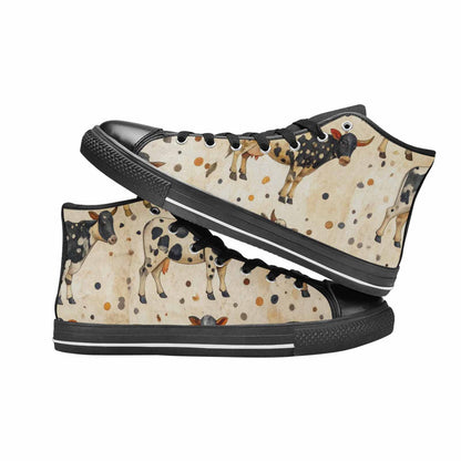 WOMEN'S Cow Animal Print High Top Canvas Y2K Custom Shoes