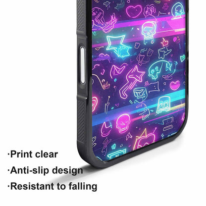 iPhone 17 Pro Max Case — Neon Glow Sticker Icon Original Art, Custom Art Phone Cover