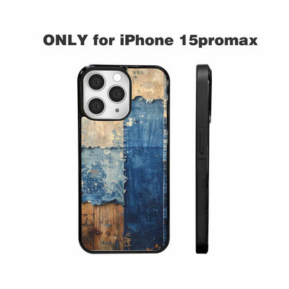 iPhone 15 Pro Max Case — Denim Distressed Textures Print Edge To, Customized Protective Case