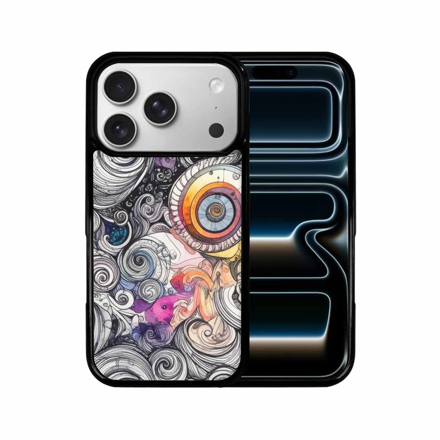 iPhone 17 Pro Case — Tie Dye Swirls Black White Tie, Custom Art Phone Cover