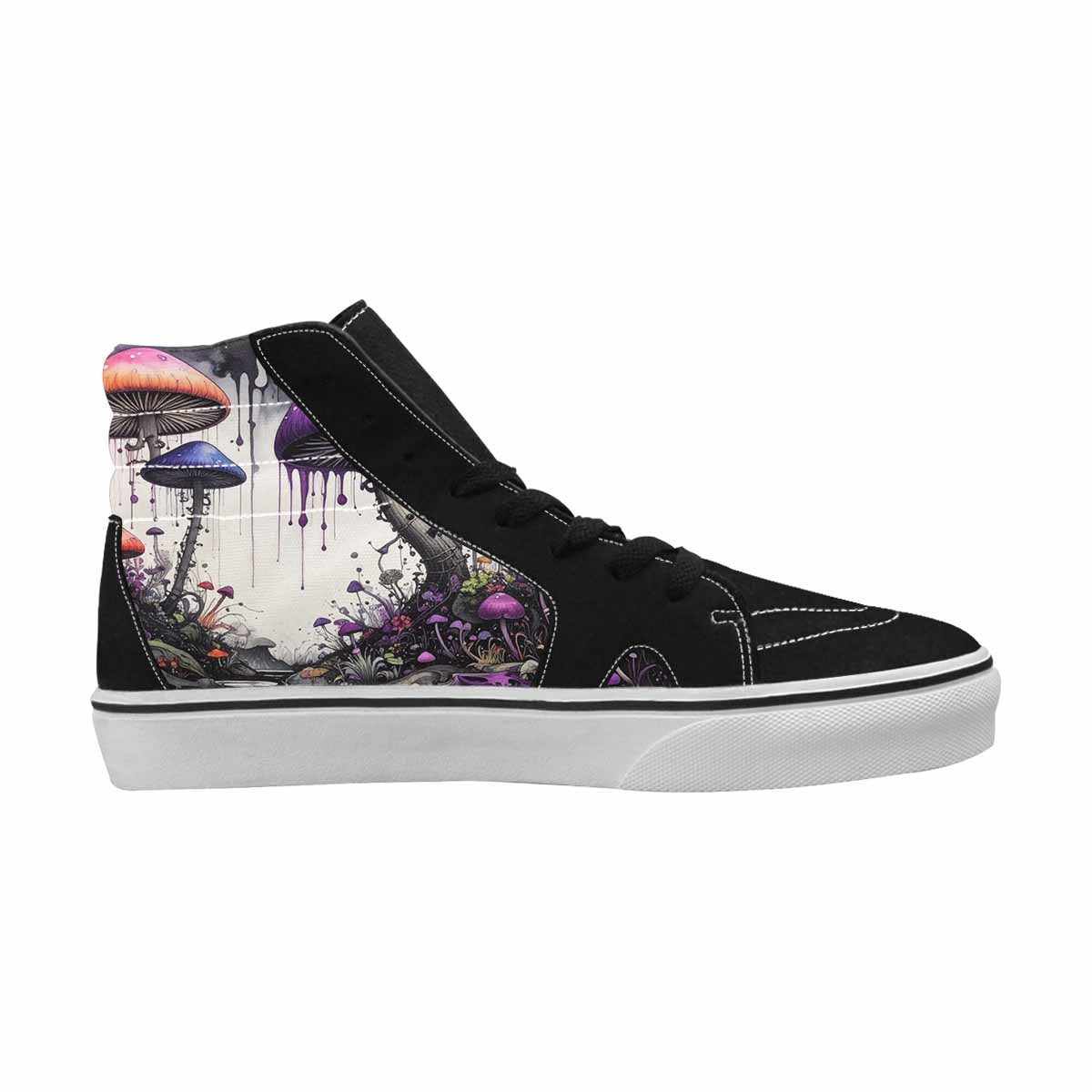 MEN'S Rainbow Drip Mushrooms High Top Canvas Wallpaper Art Sneakers