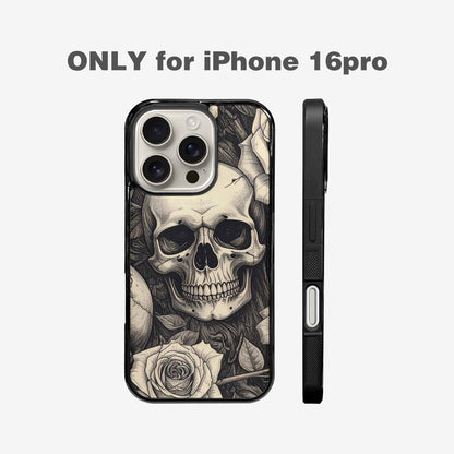 iPhone 16 Pro Case — 20 Skulls Overlapping Seamless Tileable Pattern, Custom Designed Case Cover