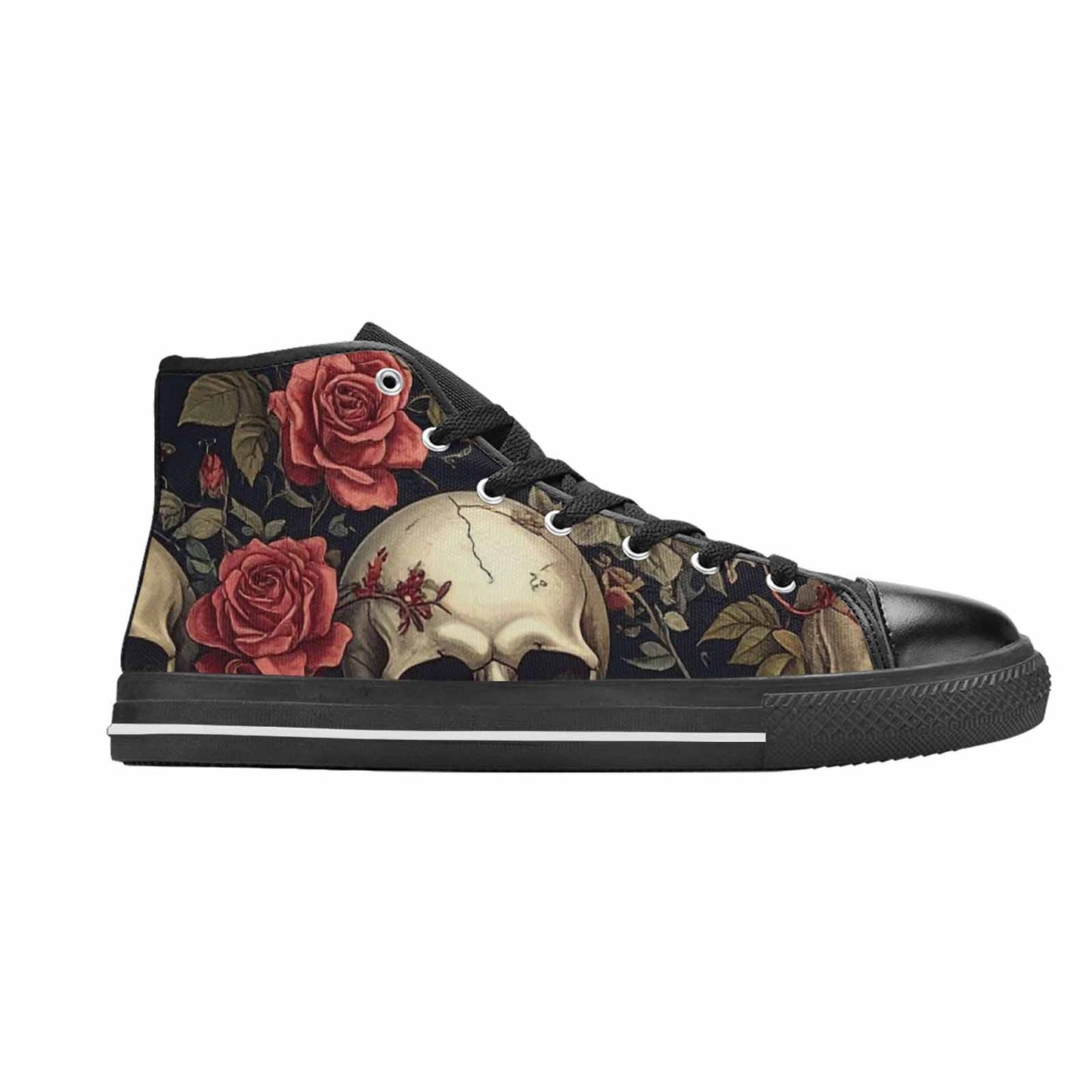 MEN'S Skulls - Roses High Top Canvas Neon Fantasy Custom Shoes