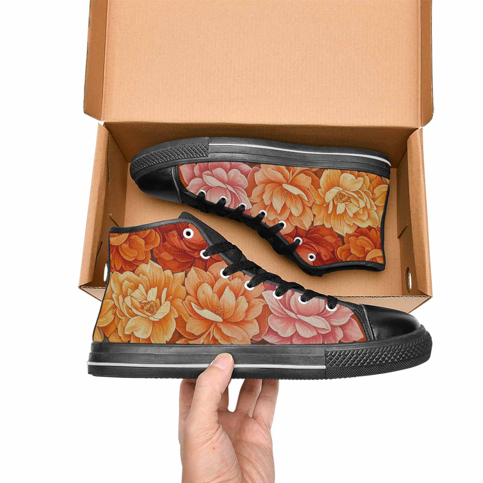 MEN'S Lesbian Flag Color High Top Canvas Y2K Custom Shoes