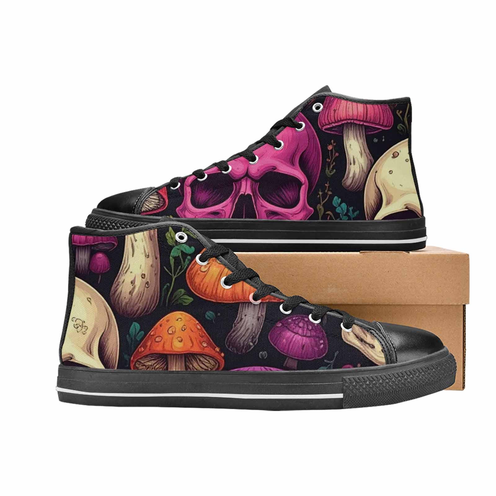 MEN'S Mushroom Skull High Top Canvas Cottagecore Custom Shoes