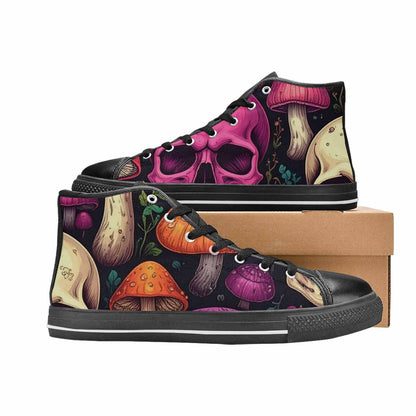 MEN'S Mushroom Skull High Top Canvas Cottagecore Custom Shoes