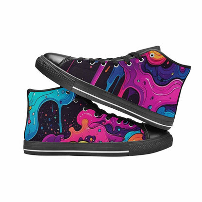 WOMEN'S Neon Drip Galaxy High Top Canvas Dark Academia Custom Sneakers