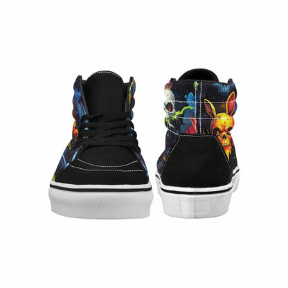MEN'S Radioactive Ghost Bunny Skull High Top Canvas Neon Fantasy Shoes