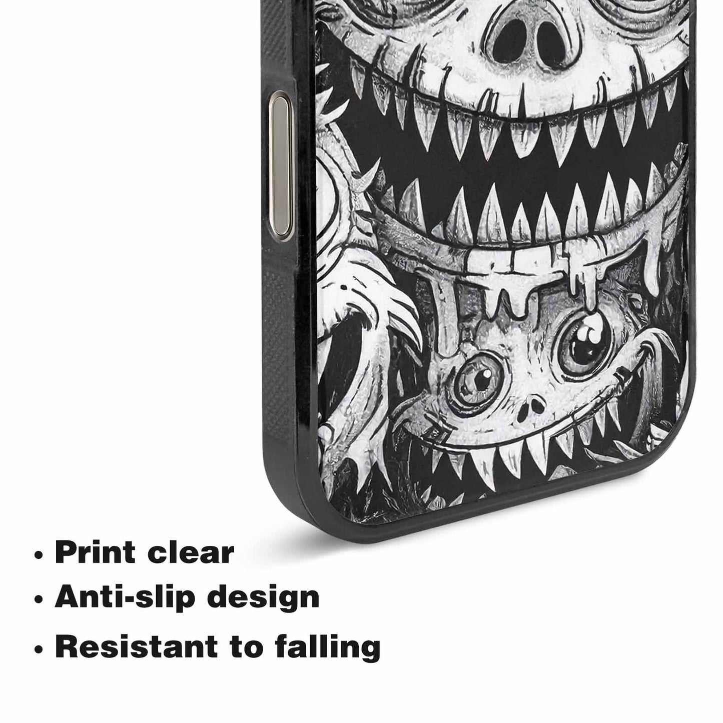 iPhone 16 Pro Max Case — Black And White Monster Face Collage, Custom Designed Case Cover