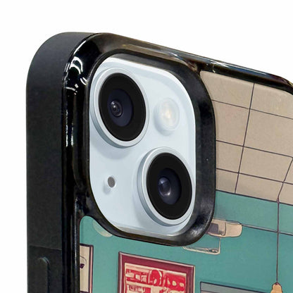 iPhone 15 Case — 1950s Diner Cartoon Art Pattern, Custom Printed Phone Case