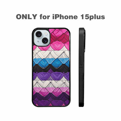 iPhone 15 Plus Case — Genderfluid Flag Color Theme Small Rainbow, Custom Phone Case