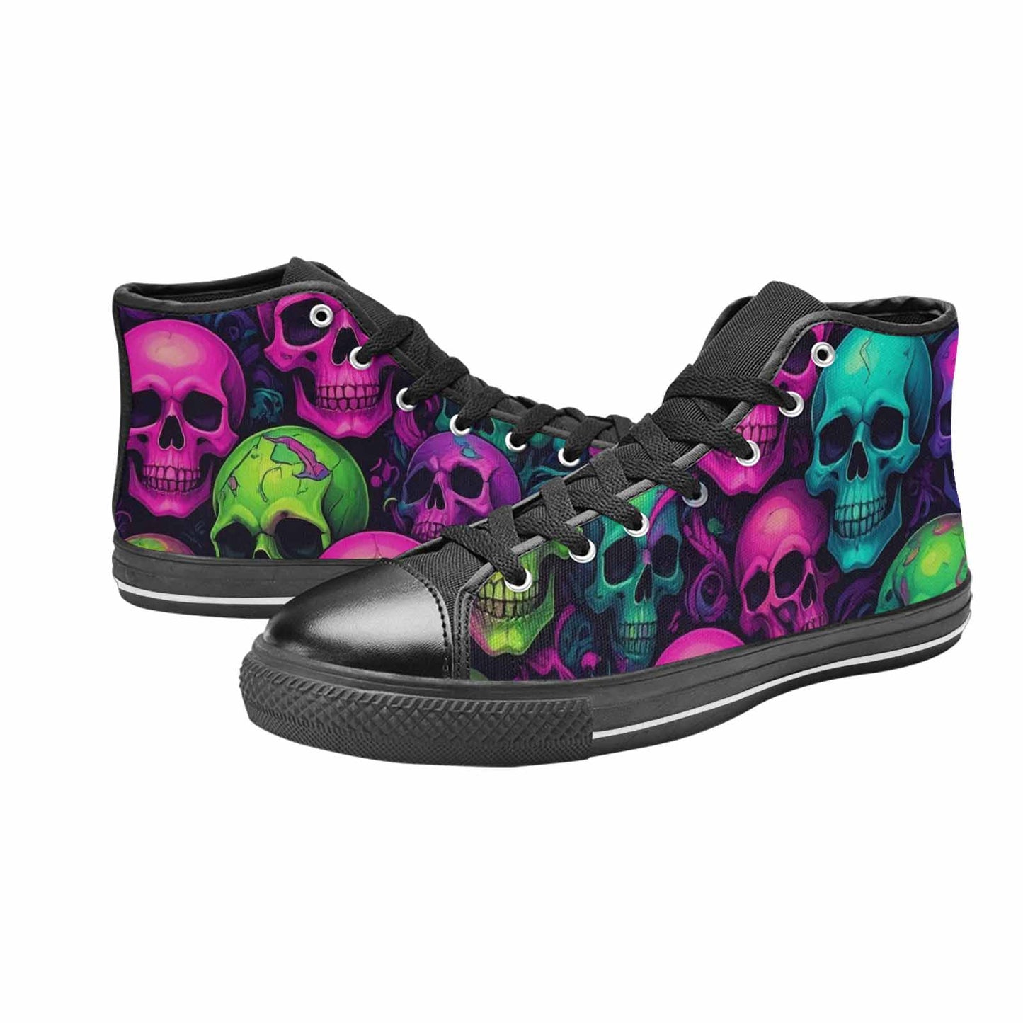 MEN'S Skulls - Neon High Top Canvas Neon Fantasy Custom Shoes