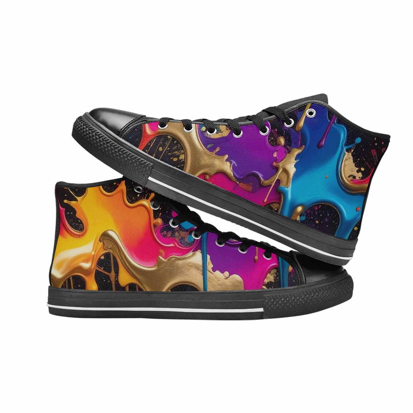 MEN'S Paint Splatter High Top Canvas Vibrant Chaos Custom Sneakers
