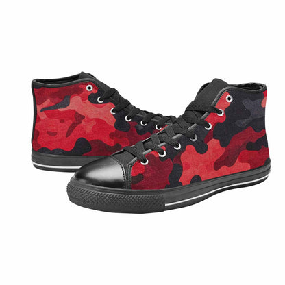 WOMEN'S Tactical Camo Red Black High Top Canvas Vivid Sneakers