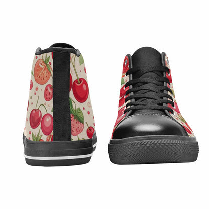 MEN'S Cherry Fruit Print High Top Canvas Dark Academia Sneakers