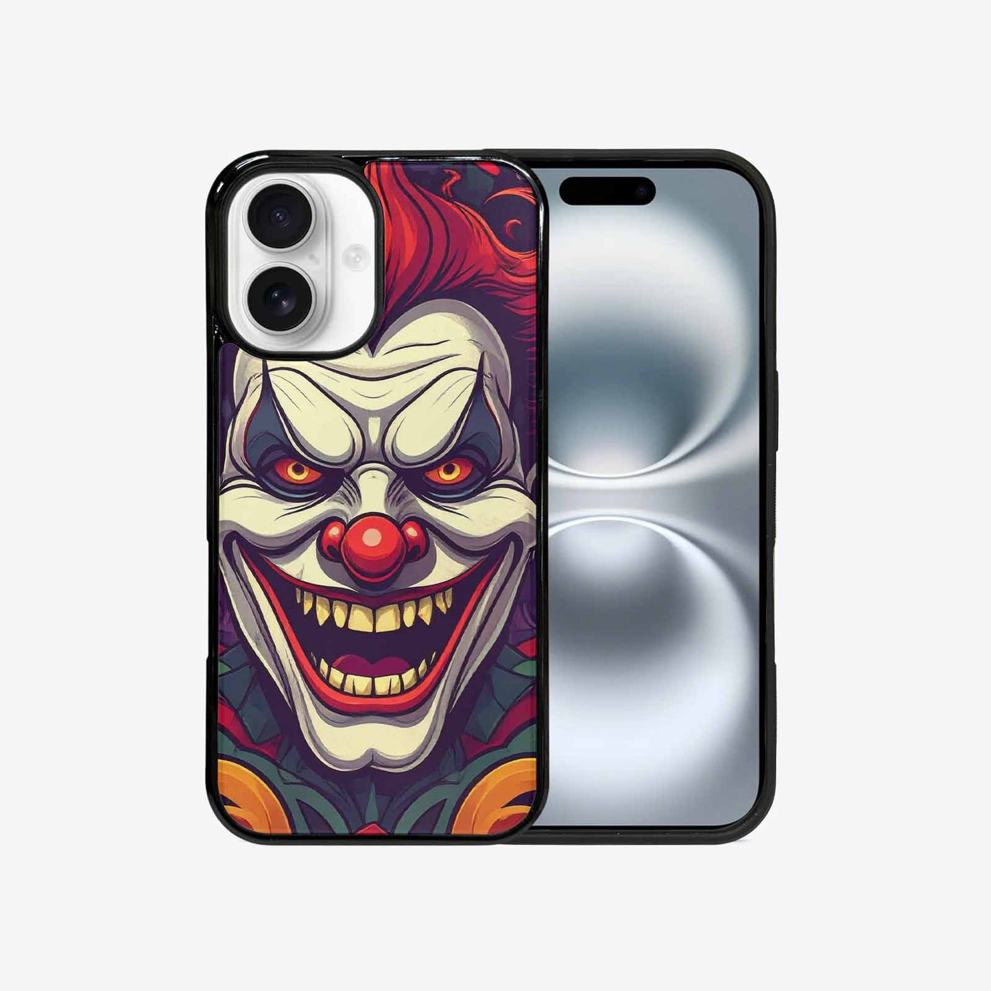 iPhone 16 Case — Evil Circus Heads Faces Overlapping Patterns, Custom Made Phone Cover